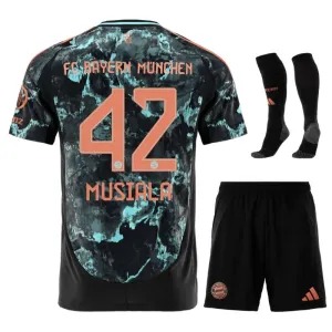 Kit Fuori Casa Junior Bayern Munich 2024/25 con Musiala - Versione Tifoso (Nero)