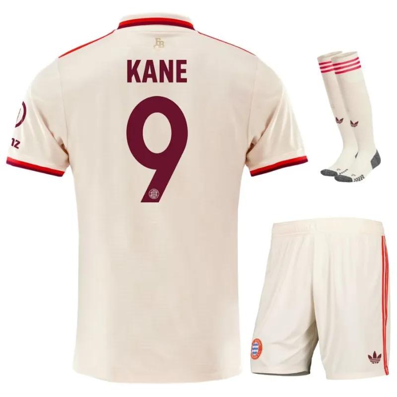 Kids' 2024/25 Bayern Munich Third Star Player Kit - Fan Version (Cream, Kane)