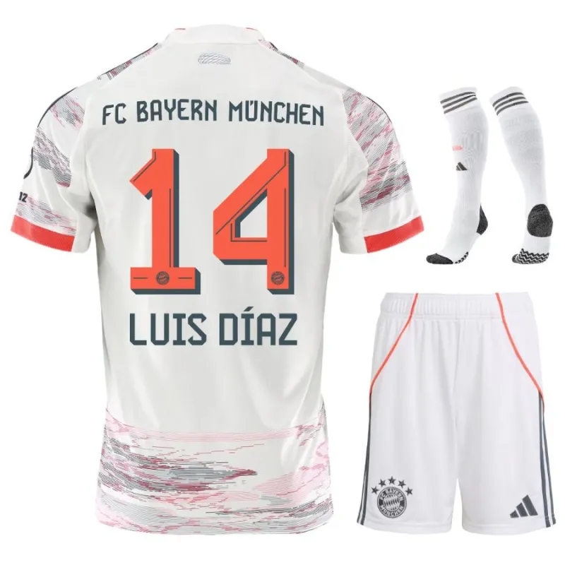 Bayern Munich LUIS DIAZ Tenue Enfant Maillot Extérieur 2025/26 - Blanc