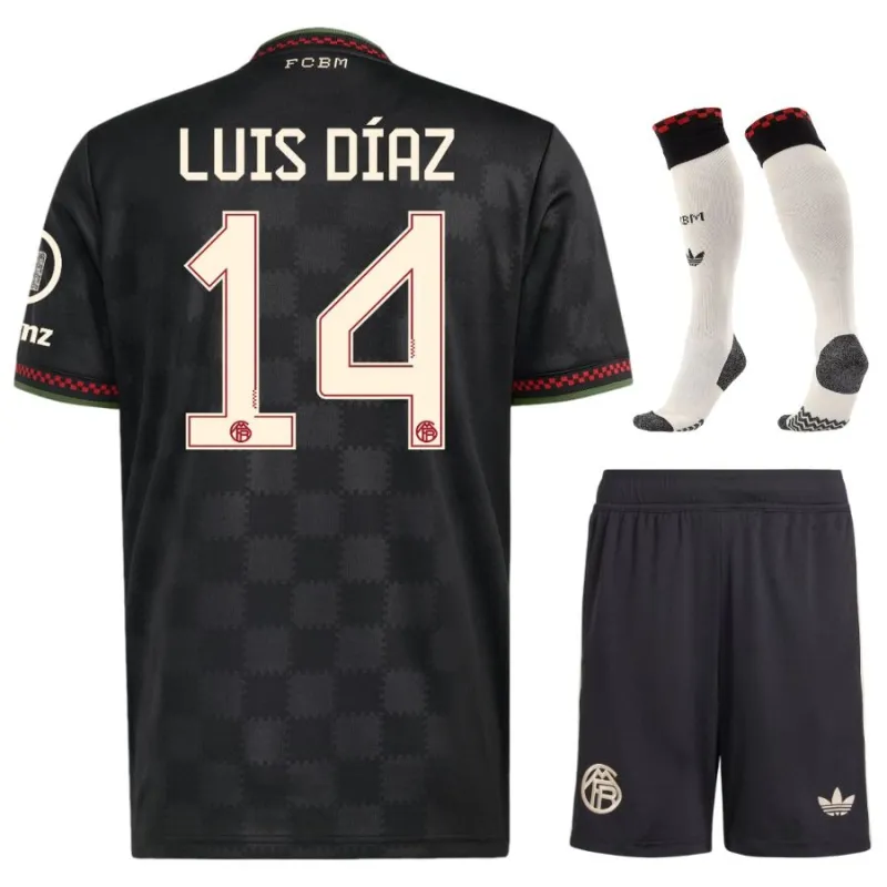 Bayern Munich LUIS DIAZ 2025/26 Troisième Maillot Enfant - Noir