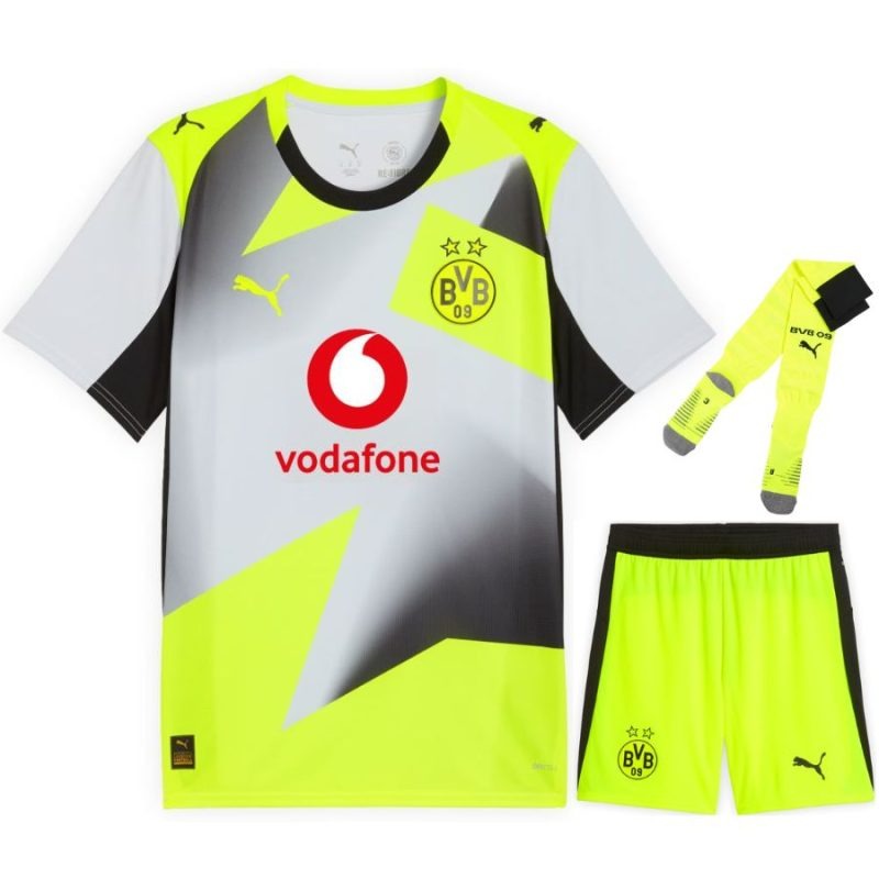 Conjunto camiseta infantil visitante Dortmund 2025/26 - Gris/Verde