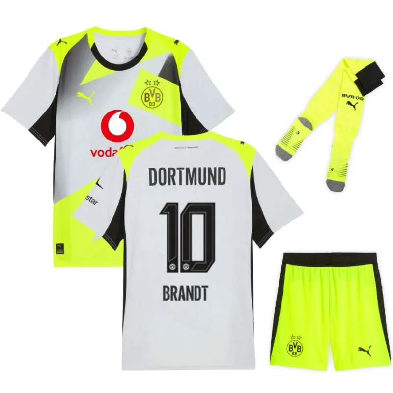 Dortmund BRANDT 2025/26 Kids Away Kit - Grey/Green