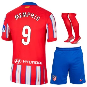Ensemble de maillot pour enfants d'Atlético Madrid 2024/25 à domicile de MEMPHIS - Rouge/Blanc
