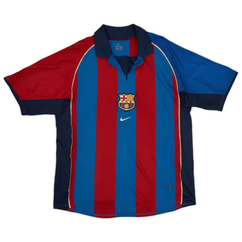 Barcelona RIVALDO 2001/02 Camiseta Local Retro - Rojo/Azul