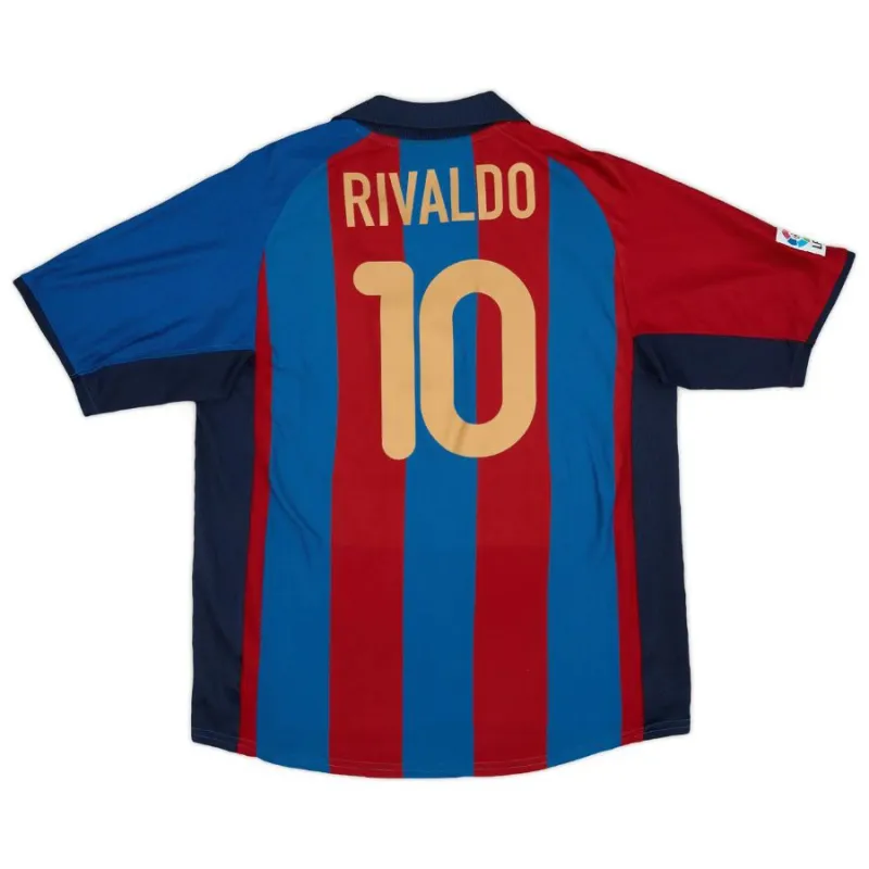 Barcelona RIVALDO 2001/02 Camiseta Local Retro - Rojo/Azul