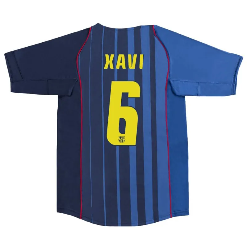 Barcelona XAVI 2004/05 Camiseta Visitante Retro - Azul
