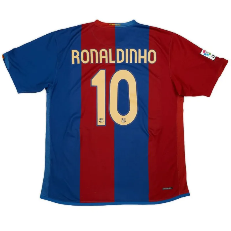 Camiseta Retro de Local RONALDINHO 2006/07 del Barcelona - Rojo/Azul