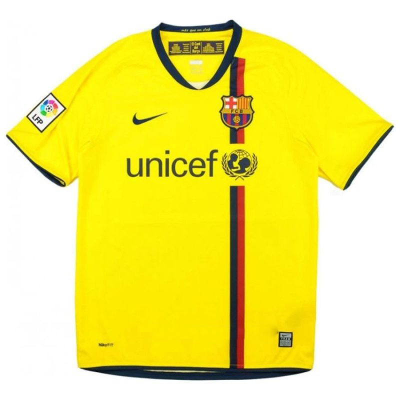 Camiseta Retro de Visitante A.INIESTA 2008/09 del Barcelona - Amarillo