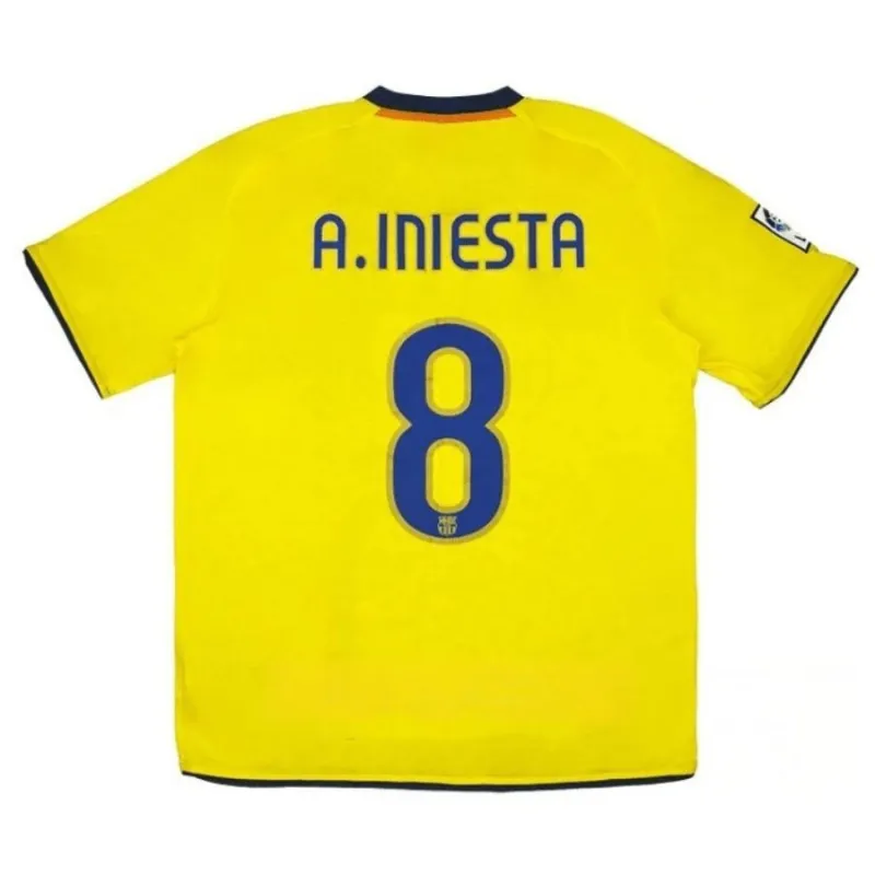 Camiseta Retro de Visitante A.INIESTA 2008/09 del Barcelona - Amarillo
