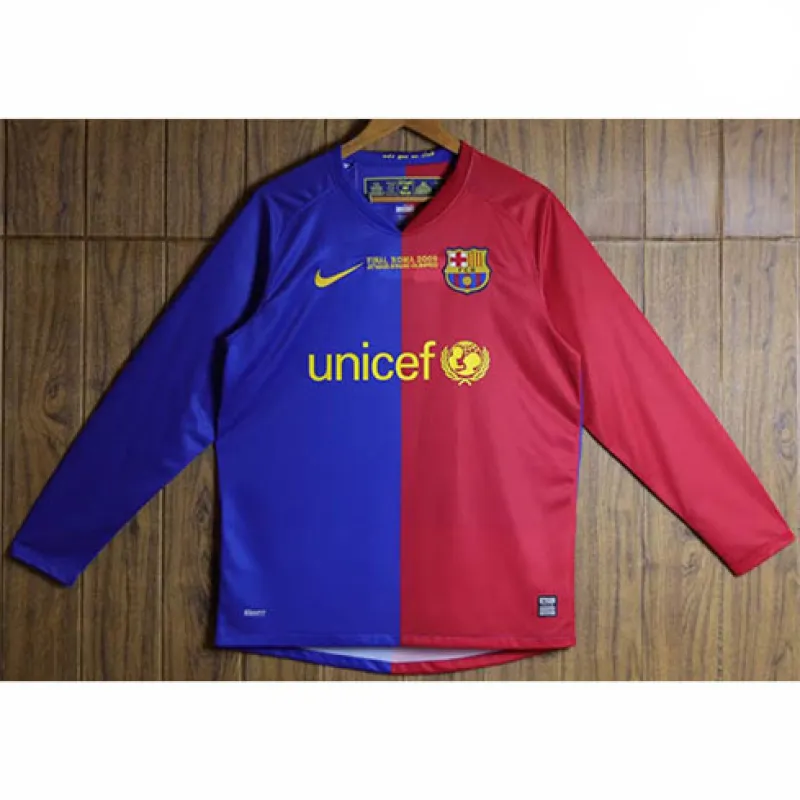 FC Barcelona Retro Long-Sleeved Jersey 2008/09  Home - Red/Blue