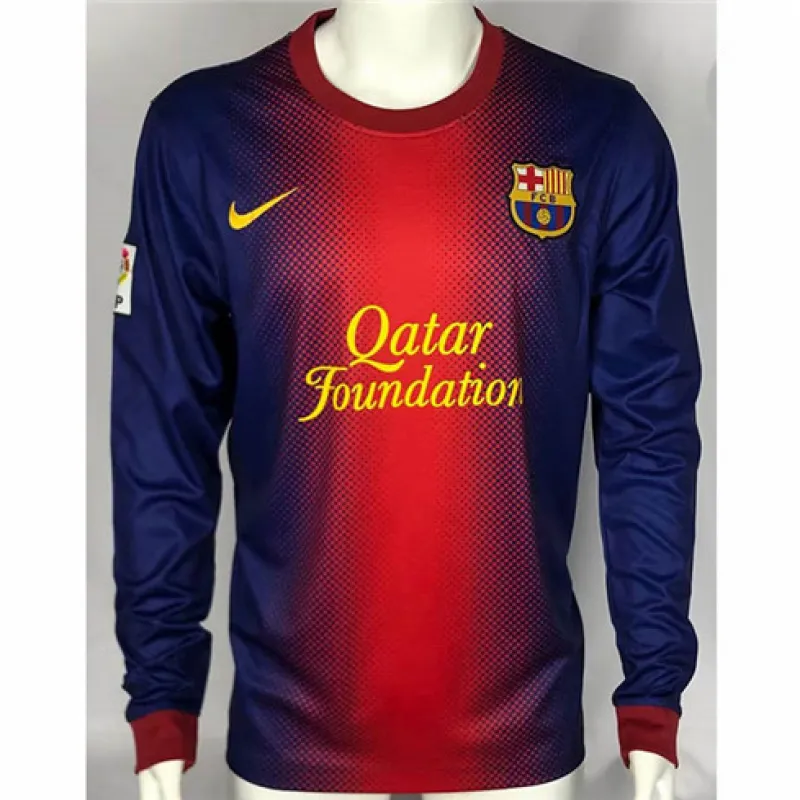 Camisa retro de manga larga del FC Barcelona 2012/13 campo de casa - Rojo/Azul