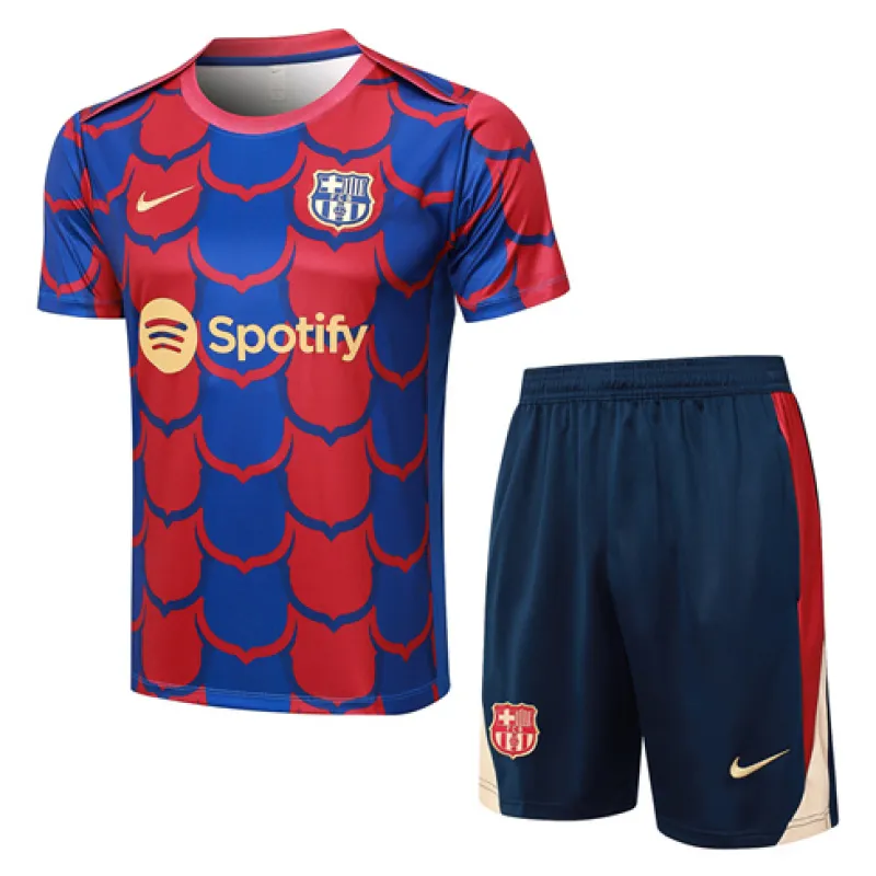 FC Barcelona Trainingsjersey + Shorts 2024/25 - Rot/Blau