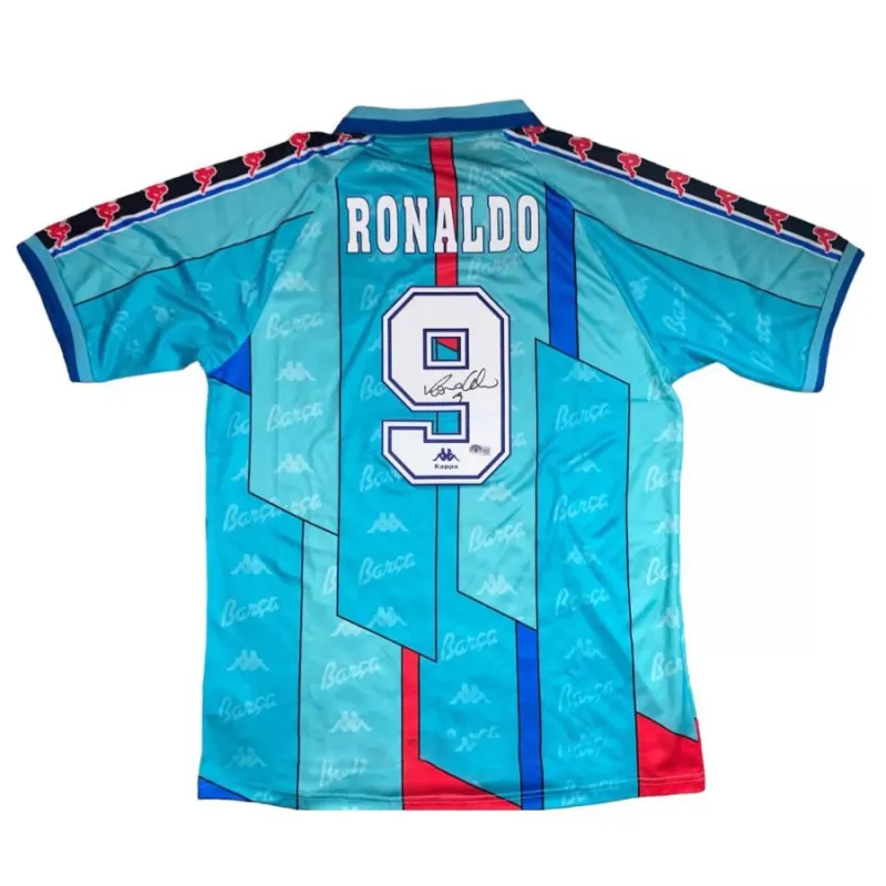 Camisa retro de Ronaldo del Barcelona, visitante 1996/97 - Azul