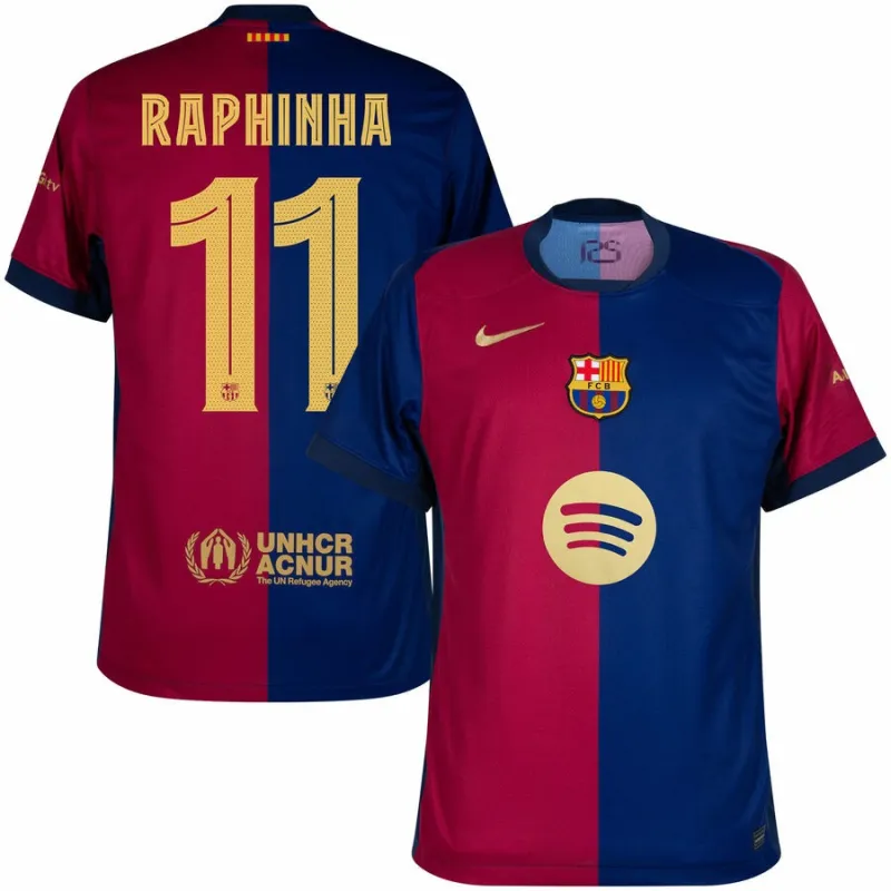 Camiseta de local del FC Barcelona RAPHINHA 2024/25 con nuevo sponsor - Rojo/Azul