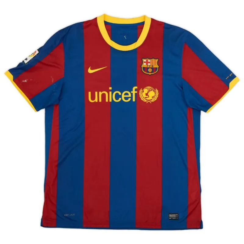 Maillot rétro de Messi pour le Barcelona, domicile 2010/11 - Rouge/Bleu