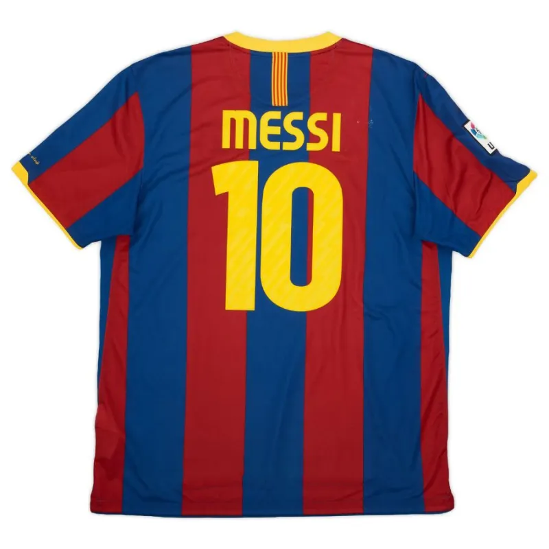 Maillot rétro de Messi pour le Barcelona, domicile 2010/11 - Rouge/Bleu