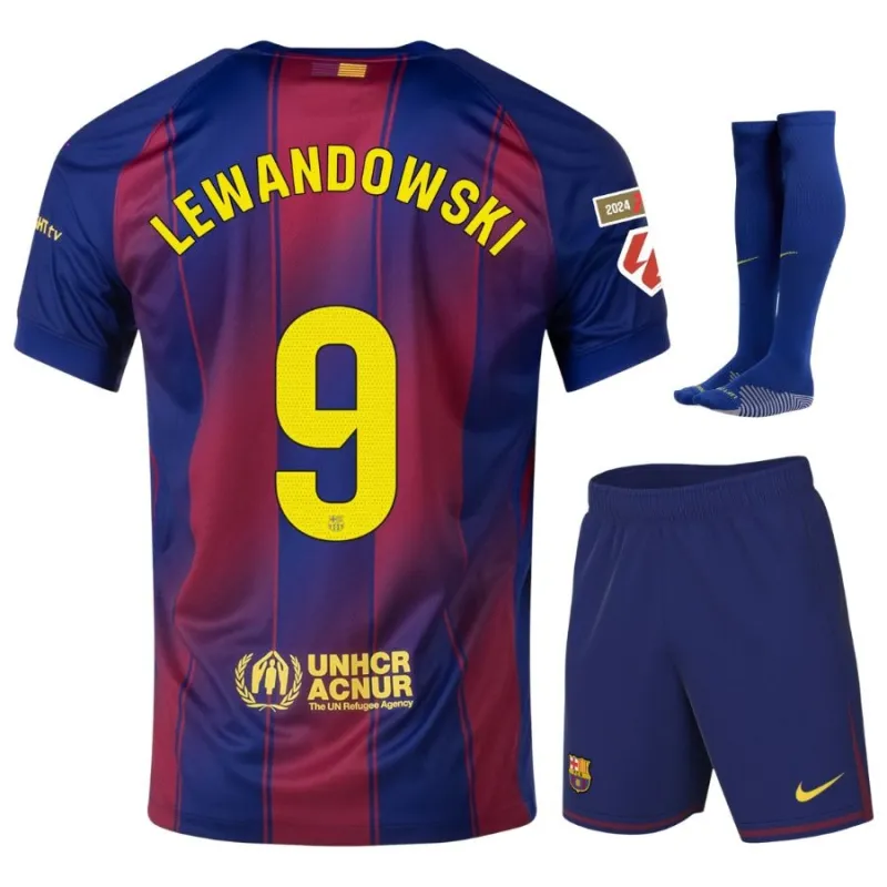 Set de camiseta infantil en casa del FC Barcelona LEWANDOWSKI 2025/26 - Rojo/Azul