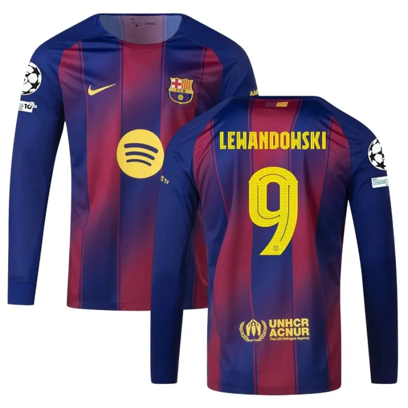 Camiseta Barcelone Local Manga Larga UCL 2025/26 LEWANDOWSKI