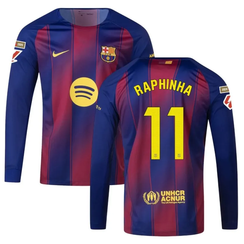 Camiseta Barcelona Local Manga Larga 2025/26 RAPHINHA