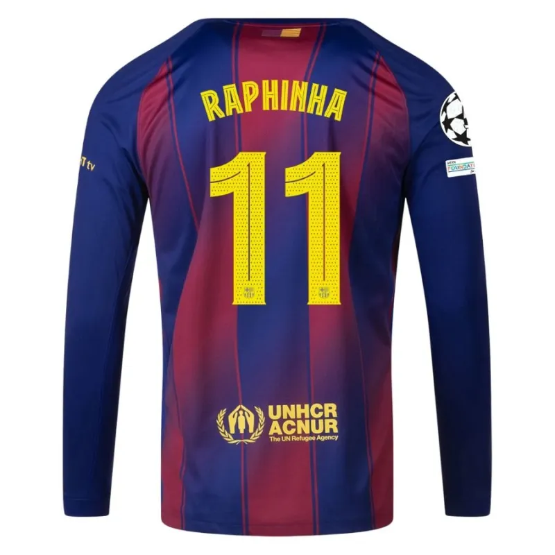 Camiseta Barcelona Local Manga Larga UCL 2025/26 RAPHINHA