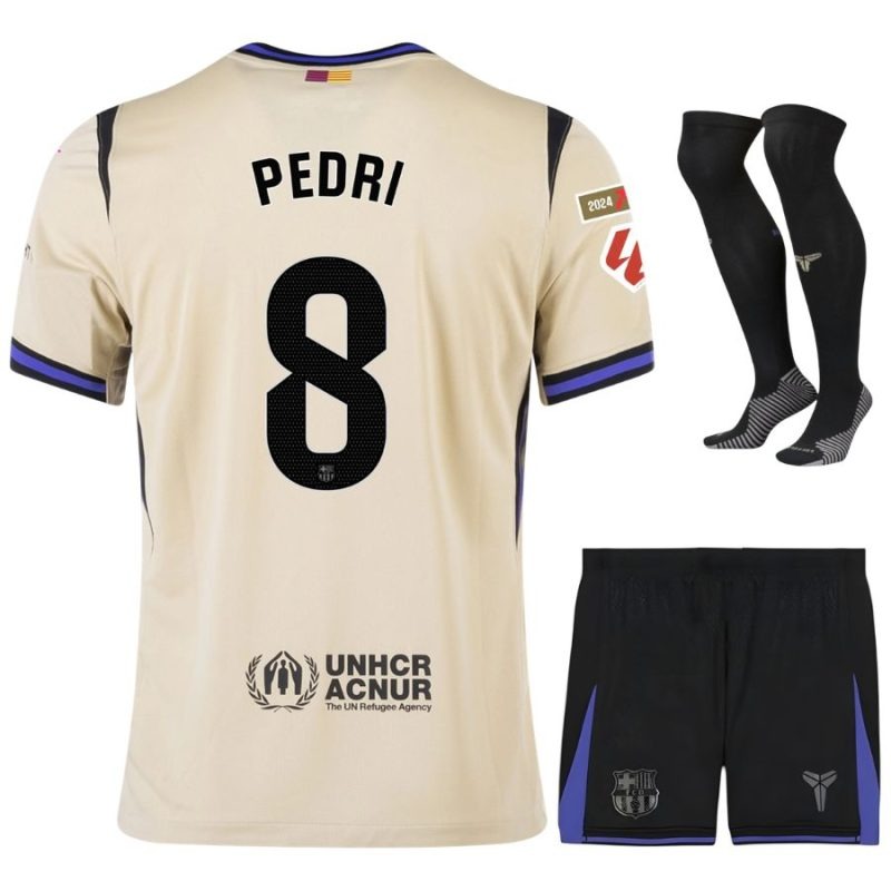 Barcelona PEDRI 2025/26 Conjunto Infantil Camiseta Visitante - Beige