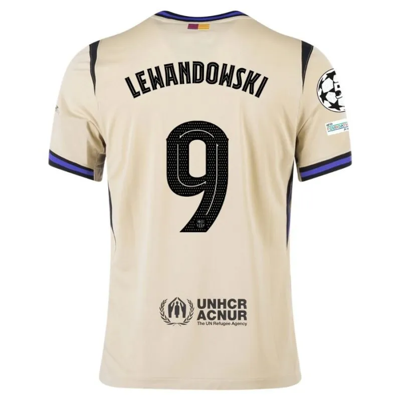 Barcelona LEWANDOWSKI UCL 2025/26 Camiseta Niño Visitante - Beige