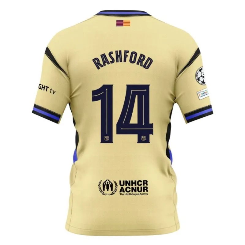 Barcelona RASHFORD UCL 2025/26 Camiseta Conjunto Niño Visitante - Beige