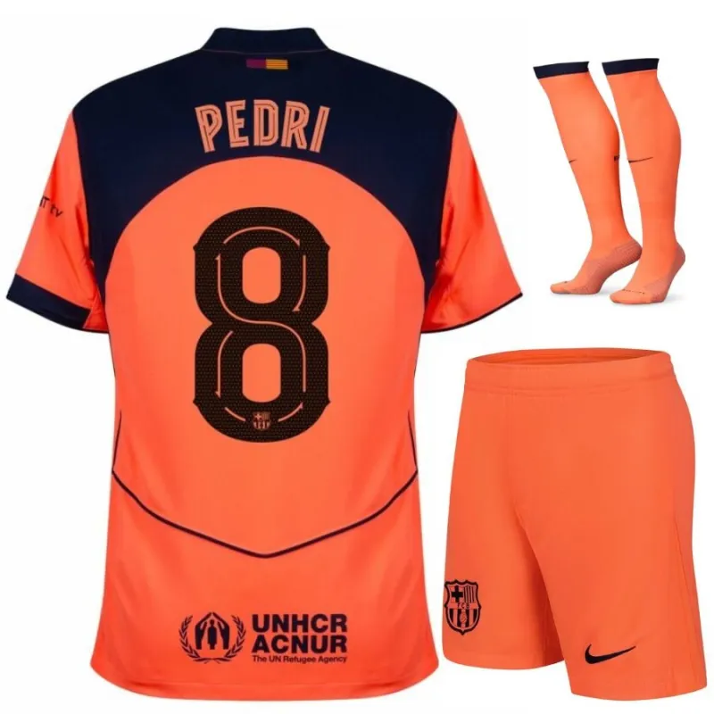 Barcelona PEDRI 2025/26 Third Kids Kit Jersey - Orange