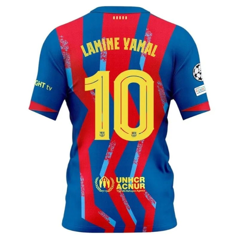 Barcelona LAMINE YAMAL 2025/26 Fourth Kids Kit Jersey - Blue/Red