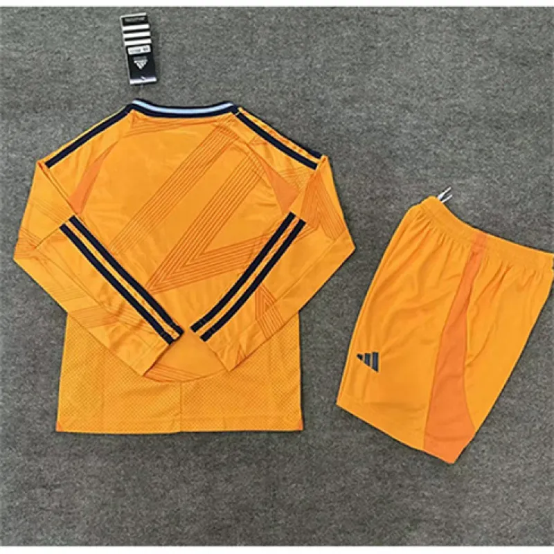 Real Madrid Camiseta de mangas largas y pantalones cortos para niños 2024/25 De visita - Anaranjado