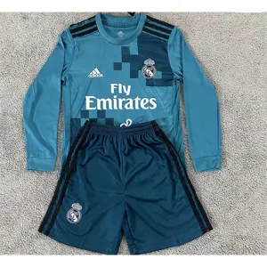 Troisième maillot rétro à manches longues pour enfants du Real Madrid 2017/18 extérieur - Bleu