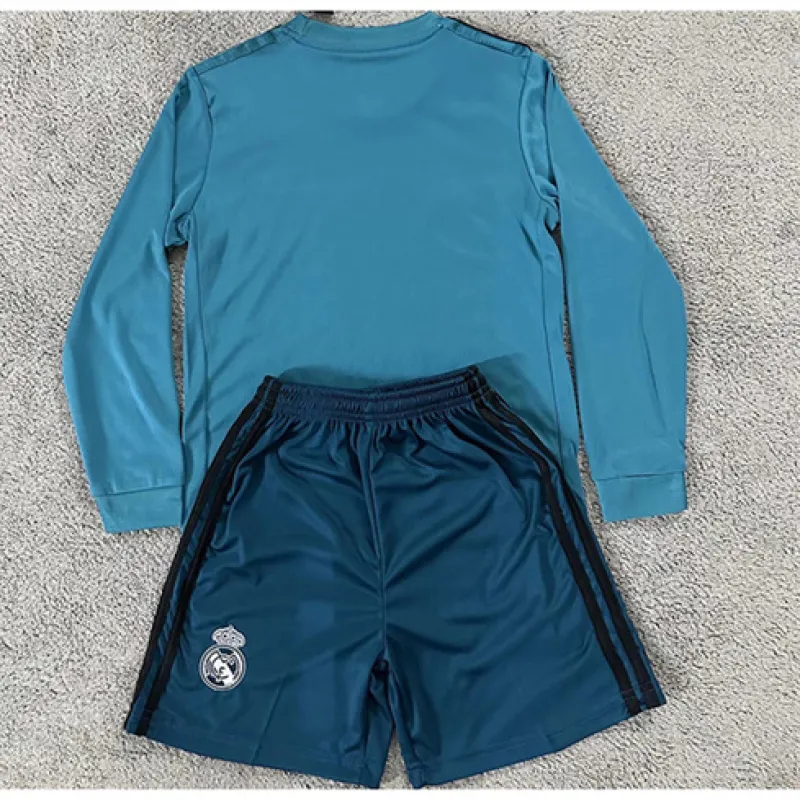 Real Madrid Children's Third Long-Sleeved Retro Jersey 2017/18 Away - Blue