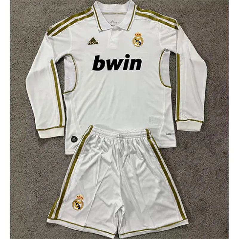Real Madrid Children's Long-Sleeved Retro Jersey 2011/12 Home - White