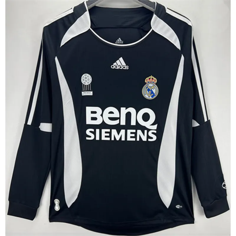 Tercera camiseta retro de mangas largas del Real Madrid 2006/07 - Negra