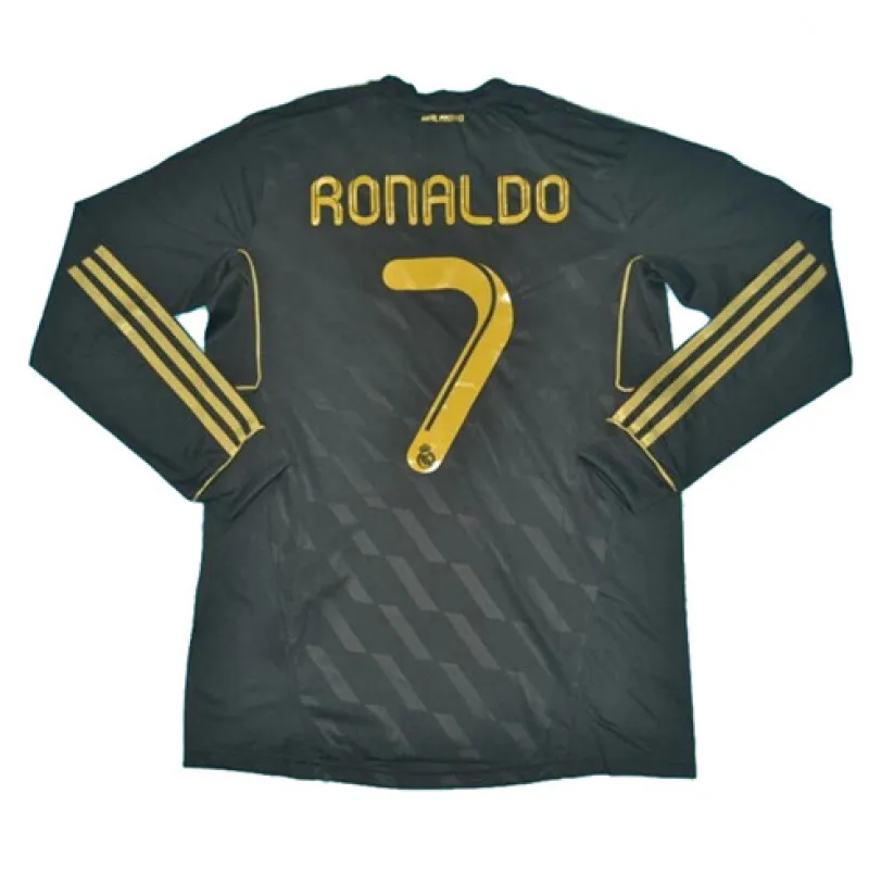 Maglia retro a maniche lunghe del Real Madrid, numero 7 di Ronaldo, 2011/12 trasferta - Nera