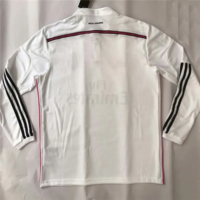 Maillot rétro à manches longues du Real Madrid, maillot domicile en Ligue des Champions 2014 - Blanc