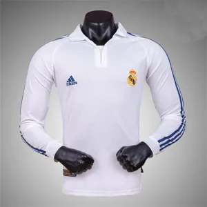 Maglia retro a maniche lunghe del Real Madrid 2001/02 campo casa - Bianca