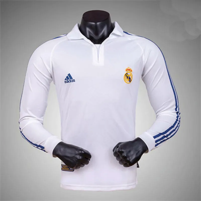 Real Madrid Long-Sleeved Retro Jersey 2001/02 Home - White