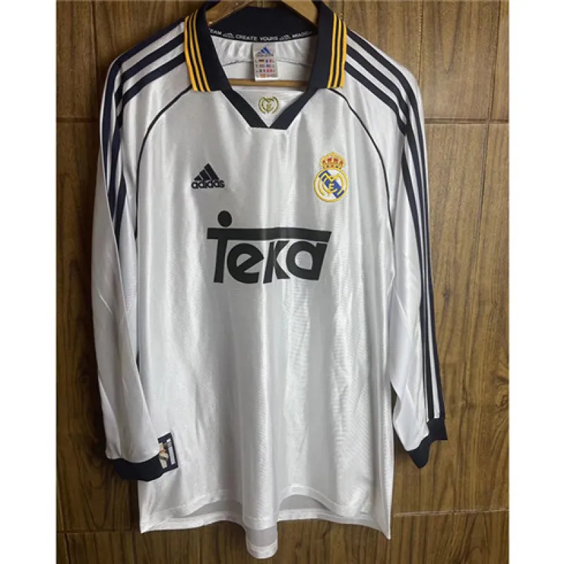 Real Madrid Long-Sleeved Retro Jersey 2000 Home - White
