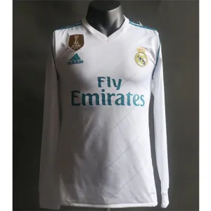 Maglia retro a maniche lunghe del Real Madrid 2017/18 campo casa - Bianca