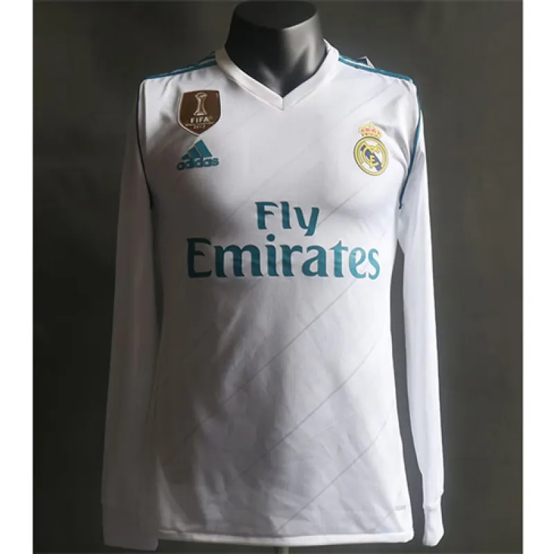 Real Madrid Long-Sleeved Retro Jersey 2017/18 Home - White