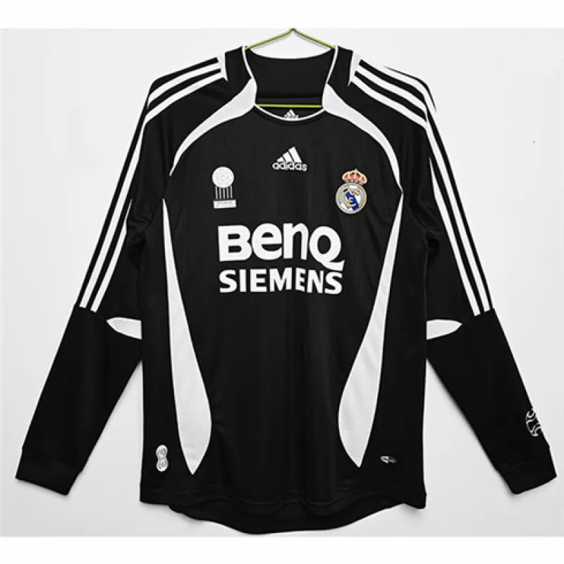 Tercera camiseta retro de mangas largas del Real Madrid 2006/07 - Negra