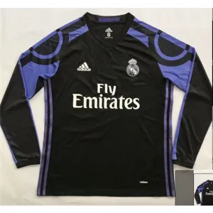Terza maglia retro a maniche lunghe del Real Madrid 2015/16 - Nera
