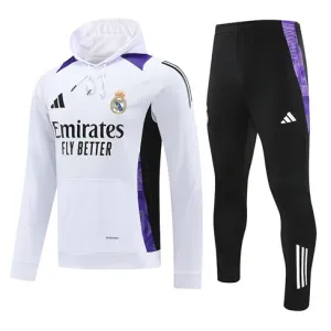 Vêtements de sport à capuche du Real Madrid 2024/25 Version personnalisée - Blanc