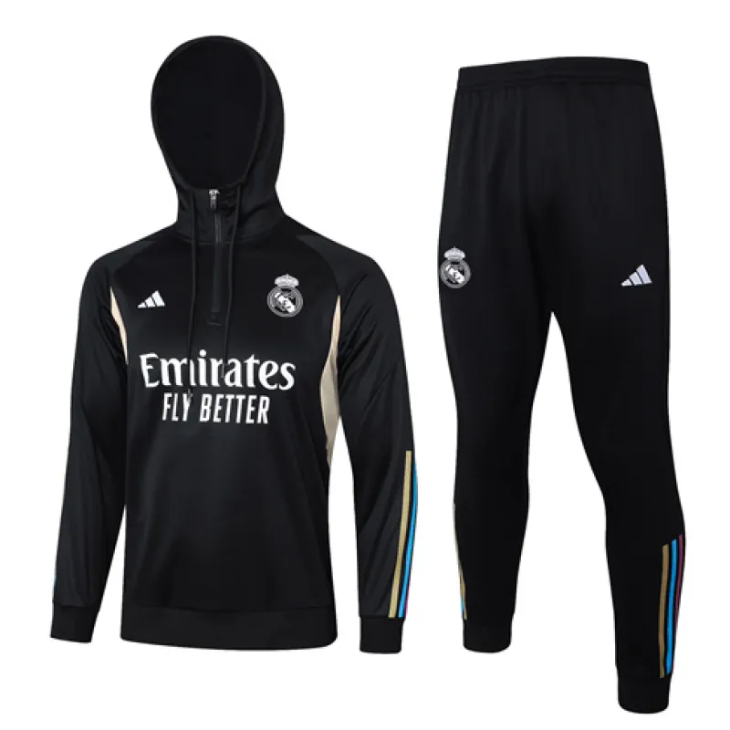 Real Madrid Children's Hooded Sportswear 2024/25 - Black