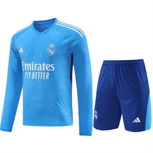 Real Madrid Goalkeeper Long-sleeved Training Jersey + Shorts 2024/25 - Blue