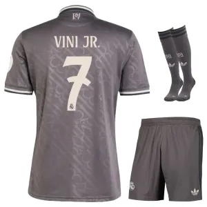 VINI JR - Ensemble de troisième maillot pour enfants de Real Madrid 2024/25 - Gris