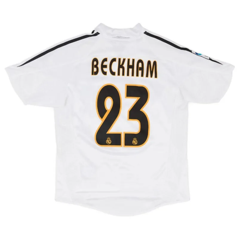 Camisa retro de Beckham  del Real Madrid, local 2004/05 - Blanca