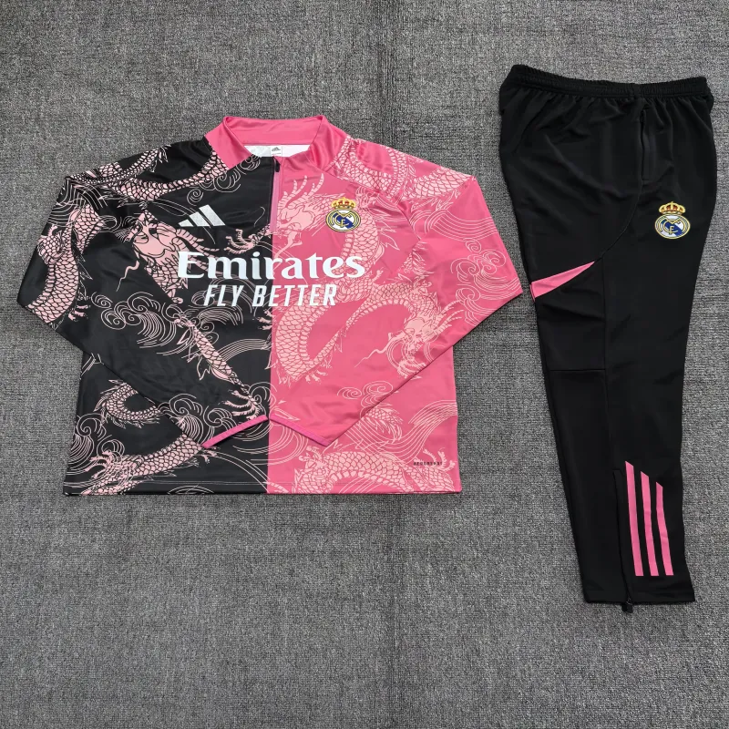Real Madrid 2025/26 Kinder Sportanzug schwarz pink