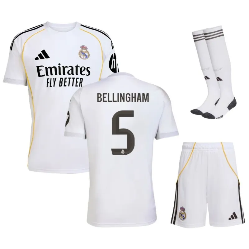 Real Madrid BELLINGHAM Kit di casa per bambini 2025/26 - Bianca